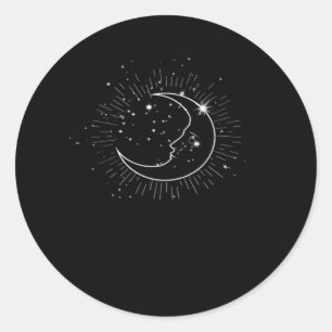 Whimsigoth Starry Night Moon Witchy Classic Runder Aufkleber