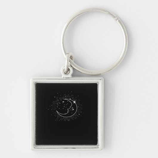 Whimsigoth Starry Night Moon Witchy Classic Schlüsselanhänger (Vorne)