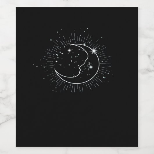 Whimsigoth Starry Night Moon Witchy Classic Weinetikett (Einzelnes Label)