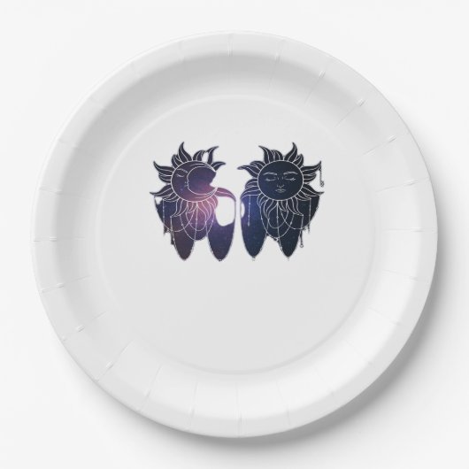 Whimsigoth Starry Night Sun Moon Witchy Classic Pappteller (Vorderseite)