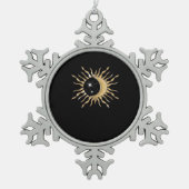 Whimsigoth Sun Moon Space Classic Schneeflocken Zinn-Ornament (Vorderseite)