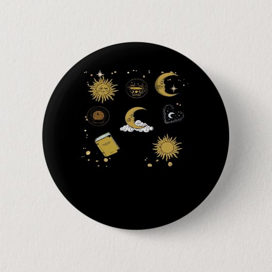 Whimsigoth Sun Moon Witchy Classic Button (Vorderseite)