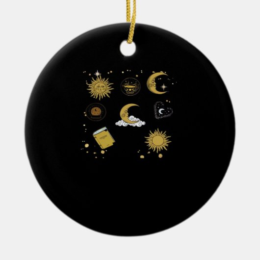 Whimsigoth Sun Moon Witchy Classic Keramik Ornament (Vorne)