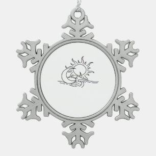 Whimsigoth Sun Sea Witchy Schneeflocken Zinn-Ornament