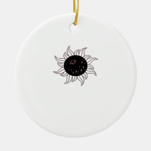 Whimsigoth Sun Space Mountains und Sonnenuntergang Keramik Ornament