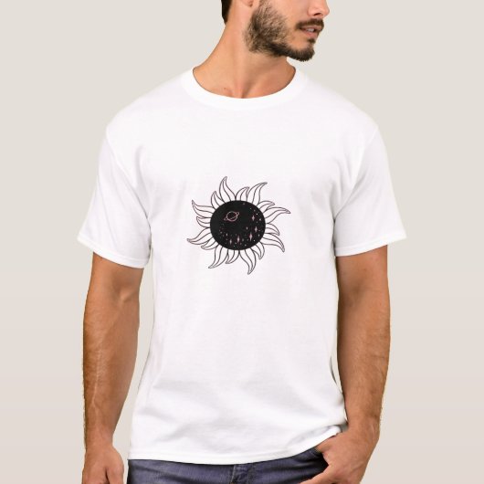Whimsigoth Sun Space Mountains und Sonnenuntergang T-Shirt (Vorderseite)