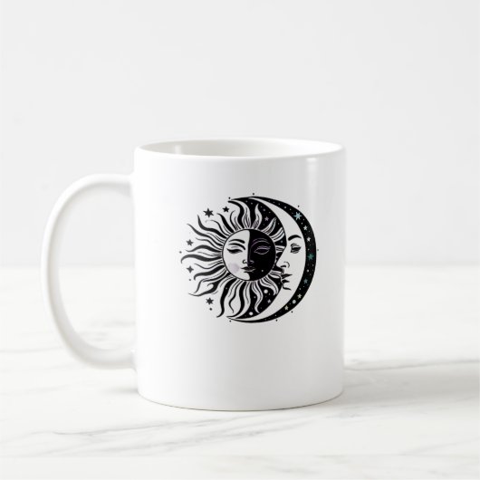 Whimsigoth Watercolor Sun Moon Witchy Classic Kaffeetasse (Links)