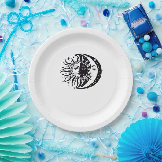 Whimsigoth Watercolor Sun Moon Witchy Classic Pappteller (Party)