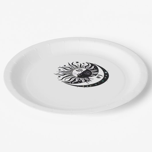 Whimsigoth Watercolor Sun Moon Witchy Classic Pappteller (Schrägansicht)