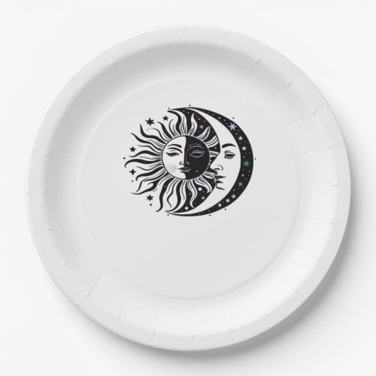 Whimsigoth Watercolor Sun Moon Witchy Classic Pappteller (Vorderseite)