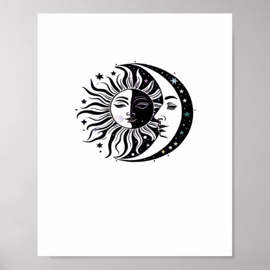 Whimsigoth Watercolor Sun Moon Witchy Classic Poster (Vorne)