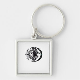 Whimsigoth Watercolor Sun Moon Witchy Classic Schlüsselanhänger