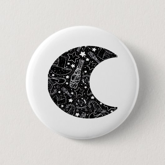 Whimsigoth Witch Moon Wicca Kawaii Goth Tattoo Ast Button (Vorderseite)