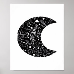 Whimsigoth Witch Moon Wicca Kawaii Goth Tattoo Ast Poster
