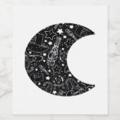 Whimsigoth Witch Moon Wicca Kawaii Goth Tattoo Ast Weinetikett (Einzelnes Label)