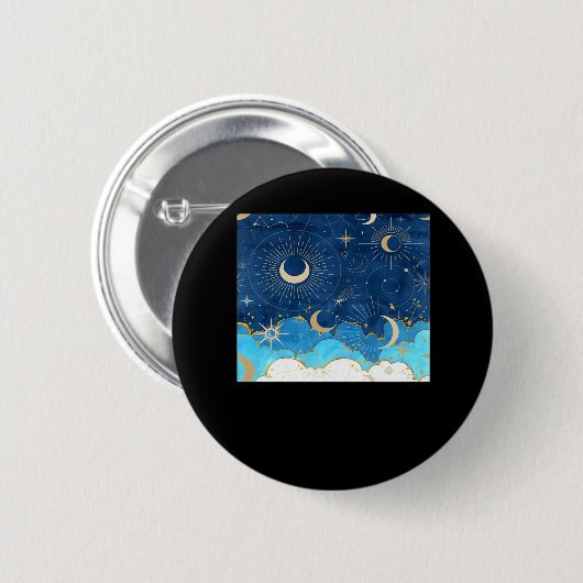 Whimsigoth Wolken Sun Moon Witchy Classic Button (Vorne & Hinten)