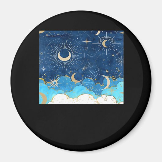 Whimsigoth Wolken Sun Moon Witchy Classic Magnet (Vorne)