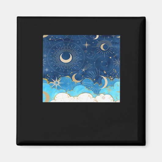 Whimsigoth Wolken Sun Moon Witchy Classic Magnet (Vorne)