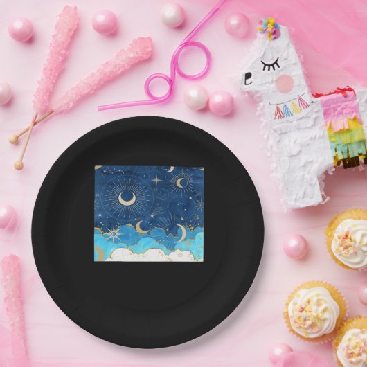 Whimsigoth Wolken Sun Moon Witchy Classic Pappteller (Party)