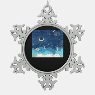 Whimsigoth Wolken Sun Moon Witchy Classic Schneeflocken Zinn-Ornament