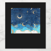 Whimsigoth Wolken Sun Moon Witchy Classic Weinetikett (Einzelnes Label)