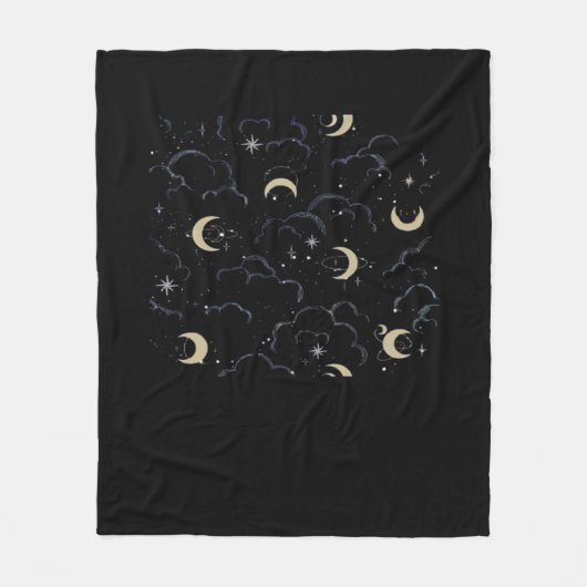 Whimsigoth Wolken Sun Moon Witchy Fleecedecke (Vorderseite)