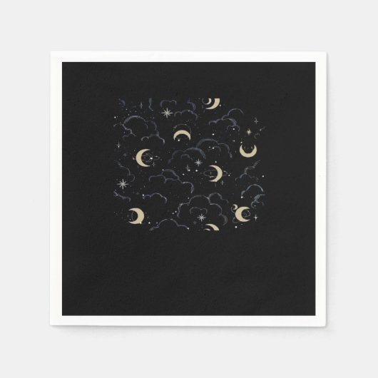 Whimsigoth Wolken Sun Moon Witchy Serviette (Vorderseite)