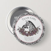 Whimsigoth Zebra Safari Team Mädchen Rosa Blumenmu Button (Vorne & Hinten)