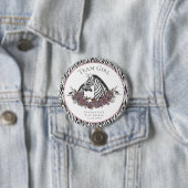 Whimsigoth Zebra Safari Team Mädchen Rosa Blumenmu Button (Beispiel)