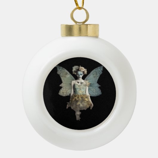Whimsigoth Zombie Fairy Old Time Gothic Moody Art Keramik Kugel-Ornament (Vorderseite)
