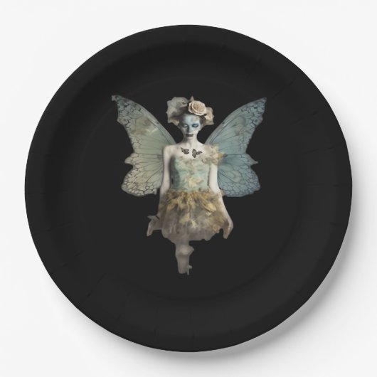 Whimsigoth Zombie Fairy Old Time Gothic Moody Art Pappteller (Vorderseite)