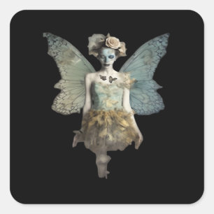 Whimsigoth Zombie Fairy Old Time Gothic Moody Art Quadratischer Aufkleber