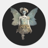 Whimsigoth Zombie Fairy Old Time Gothic Moody Art Runder Aufkleber (Vorderseite)