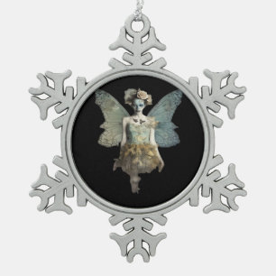 Whimsigoth Zombie Fairy Old Time Gothic Moody Art Schneeflocken Zinn-Ornament