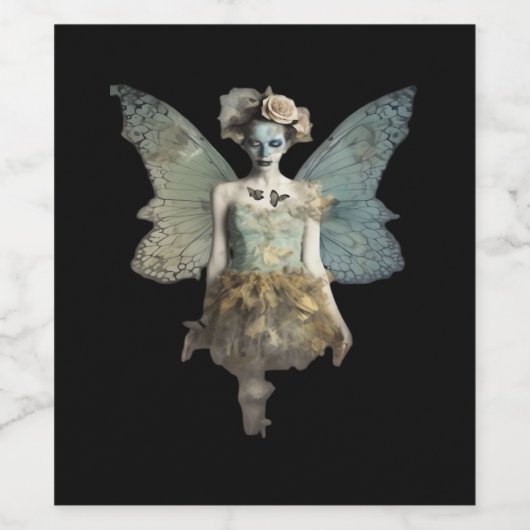 Whimsigoth Zombie Fairy Old Time Gothic Moody Art Weinetikett (Einzelnes Label)
