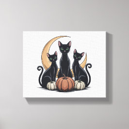 Whimsigothic Black Cats Pumpkin Moon Halloween Leinwanddruck