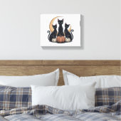 Whimsigothic Black Cats Pumpkin Moon Halloween Leinwanddruck (Insitu (Schlafzimmer))