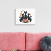 Whimsigothic Black Cats Pumpkin Moon Halloween Leinwanddruck (Insitu (Wohnzimmer))