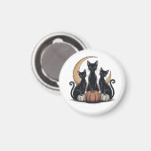 Whimsigothic Black Cats Pumpkin Moon Halloween Magnet (Vorderseite/Rückseite)