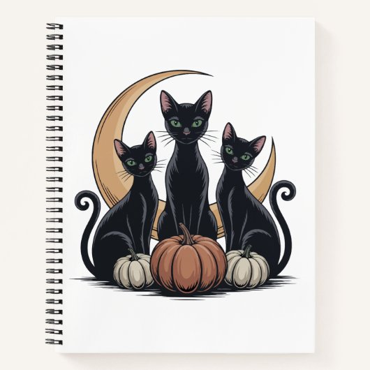 Whimsigothic Black Cats Pumpkin Moon Halloween Notizblock (Vorderseite)