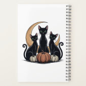 Whimsigothic Black Cats Pumpkin Moon Halloween Notizblock (Rückseite)