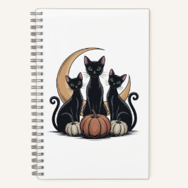Whimsigothic Black Cats Pumpkin Moon Halloween Notizblock