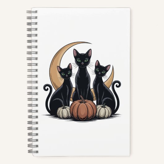 Whimsigothic Black Cats Pumpkin Moon Halloween Notizblock (Vorderseite)