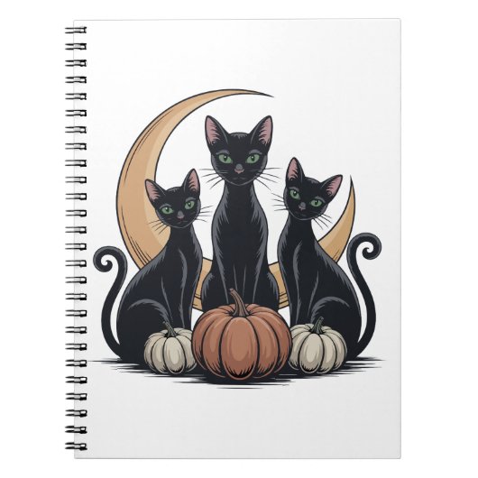 Whimsigothic Black Cats Pumpkin Moon Halloween Notizblock (Vorderseite)