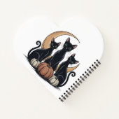 Whimsigothic Black Cats Pumpkin Moon Halloween Notizblock (Rückseite)