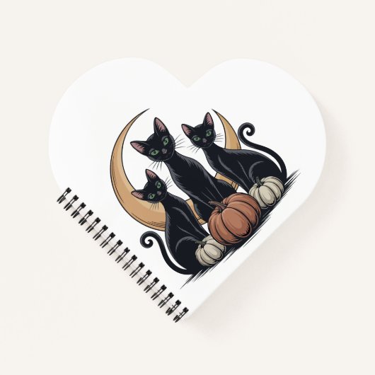 Whimsigothic Black Cats Pumpkin Moon Halloween Notizblock (Vorderseite)