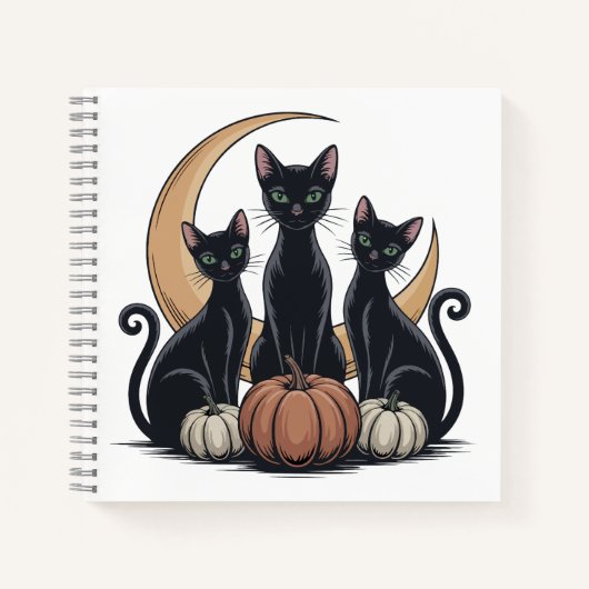 Whimsigothic Black Cats Pumpkin Moon Halloween Notizblock (Vorderseite)