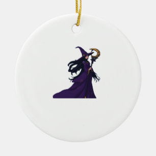 Whimsigothic Moon Witch Keramik Ornament