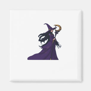 Whimsigothic Moon Witch Magnet