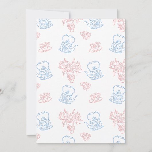 Whimsikal Gezeichnet Tee mit Mama als Babydusche Einladung (Rückseite)